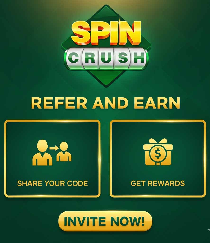 refar and earn program in spin crush game app